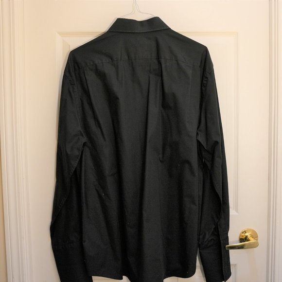 Thomas Nash Mens Superfine Cotton Long Sleeve Solid Dress Shirt in Black Size 17 - Picture 3 of 4
